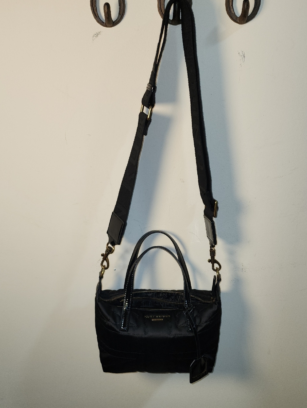 Kurt Geiger London Satin Nylon XS UJ Shopper Patent Leather Crossbody Purse - Picture 11 of 14